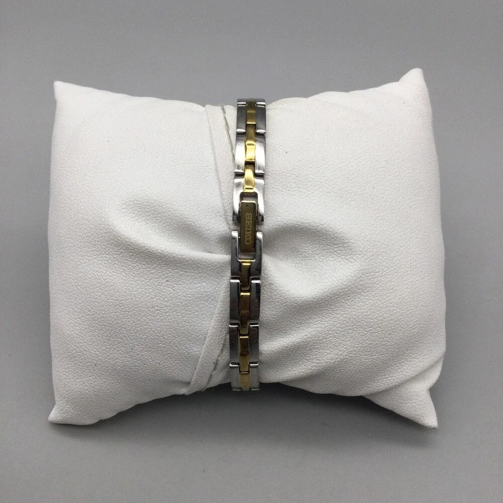 Seiko V117-0A10 Womens Solar Watch 22mm Crystals Two Tone Bracelet 6.25